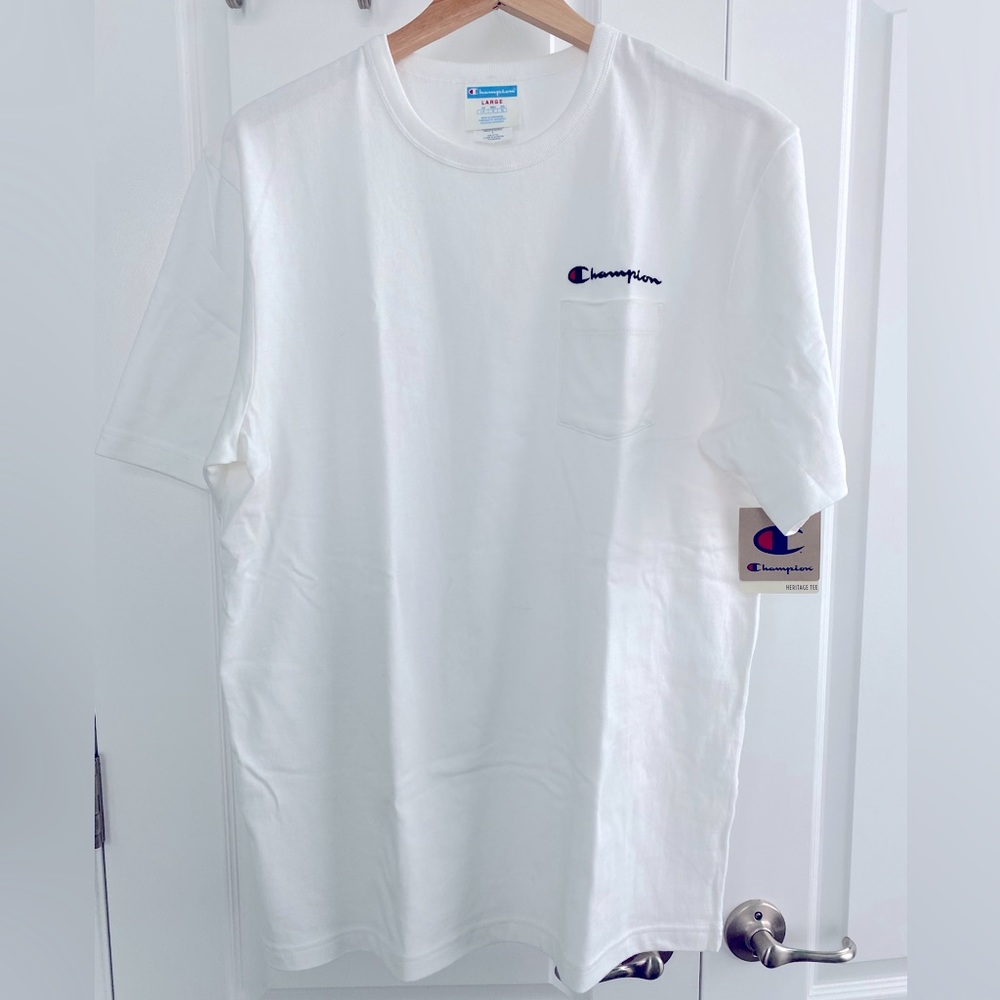 CHAMPION - White Heritage Pocket Tee - Size L - NWT
